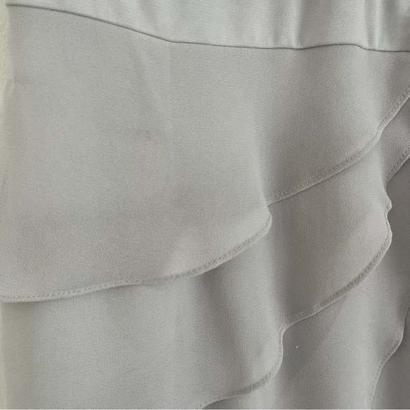 Silver Lace Chiffon Dress S Glam Formal Gown w/ Brooch Mother of the Bride Prom - Picture 15 of 16